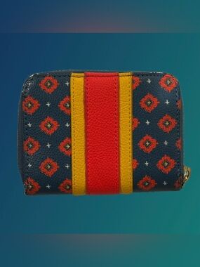 Target Floral & Stripe Zip-Around Accordion Wallet – Navy/Red/Yellow